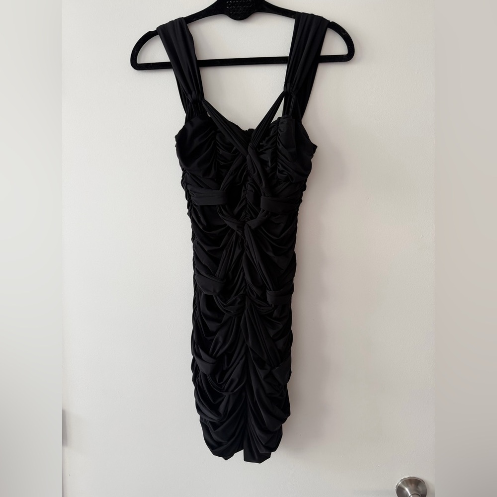 bebe Black Ruched Mini Dress